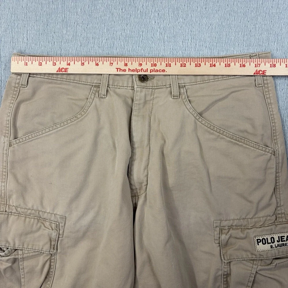 VTG POLO‎ Ralph Lauren Freighter Cargo Shorts Mens 34 Beige